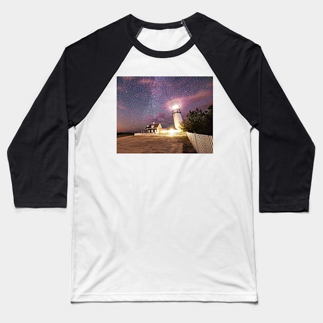 Cape Cod Truro Massachusetts Highland Light Starry Sky Baseball T-Shirt by WayneOxfordPh